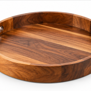 Round Natural Wood Dining Table Tray